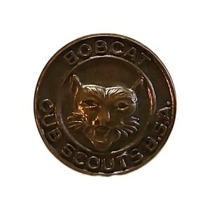 Vintage‎ BSA Bobcat Round Design Boy Cub Scouts Award Metal Pin 1940s 1950s